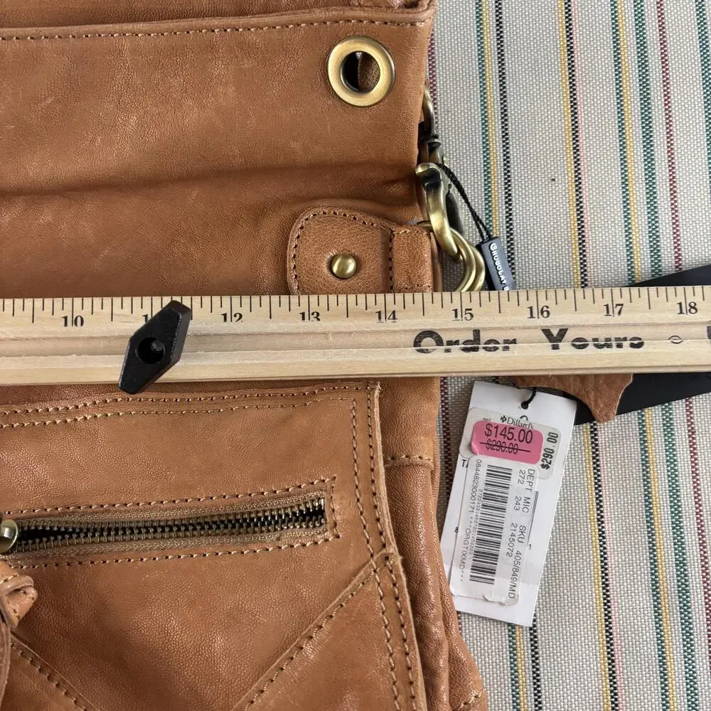 Chocolat Blu Leather Bag Womens Tan Brown Convertible Shoulder Crossbody NWT